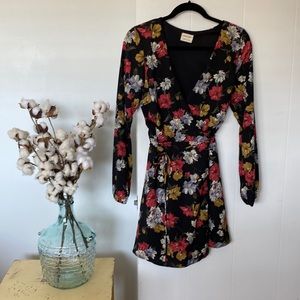 Long Sleeve Wrap Floral Dress